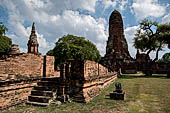 Ayutthaya, Thailand. Wat Phra Ram, The narrow west viharn with the central prang behind.